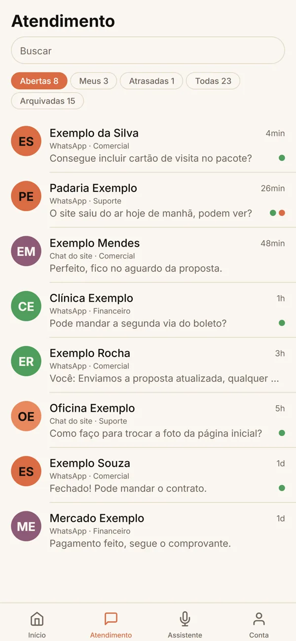 Tela do aplicativo: Fila de atendimento